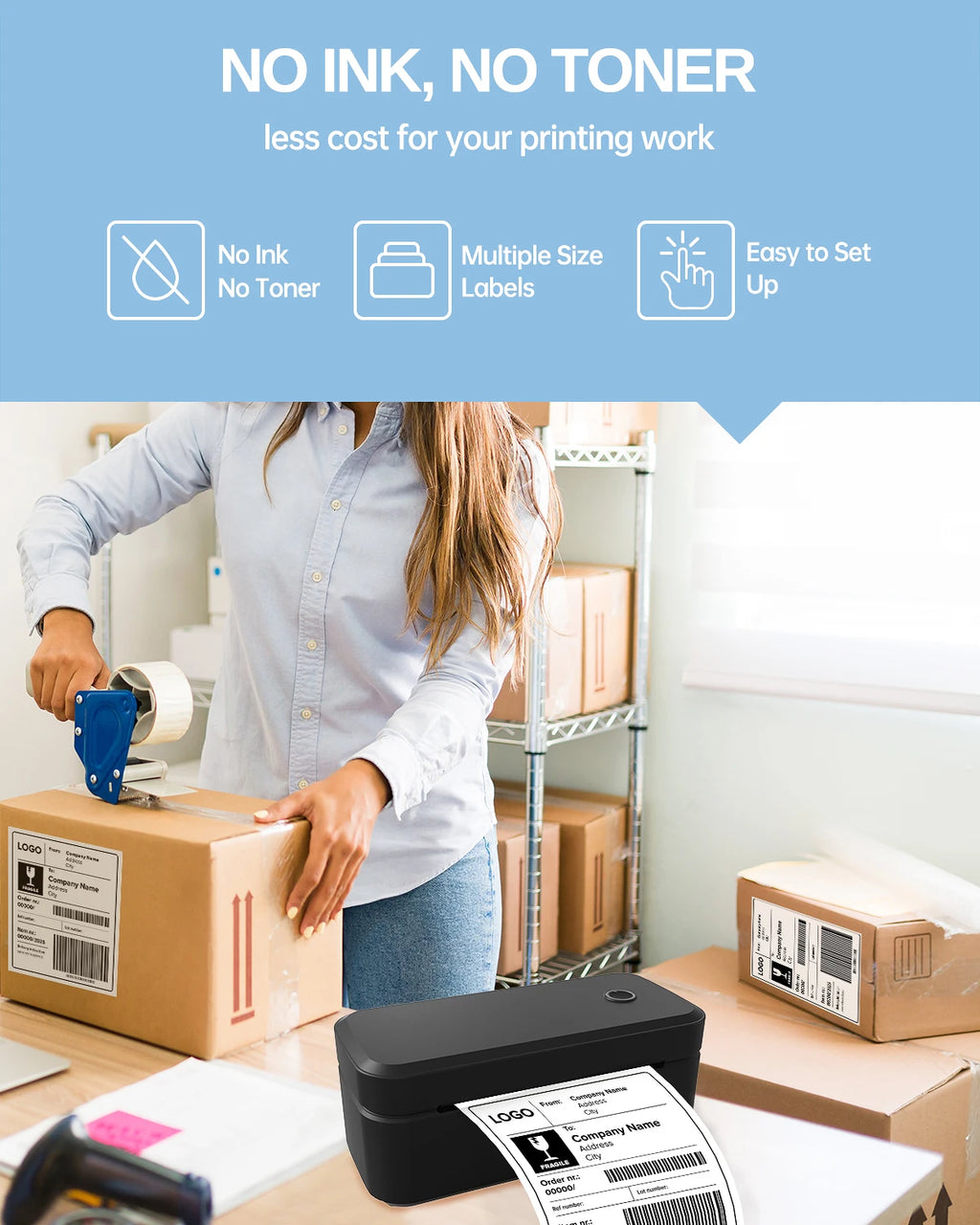 Marklife X4 Portable Bluetooth Thermal Label Printer – Auto-Detect 4x6 Shipping Printer for Small Business