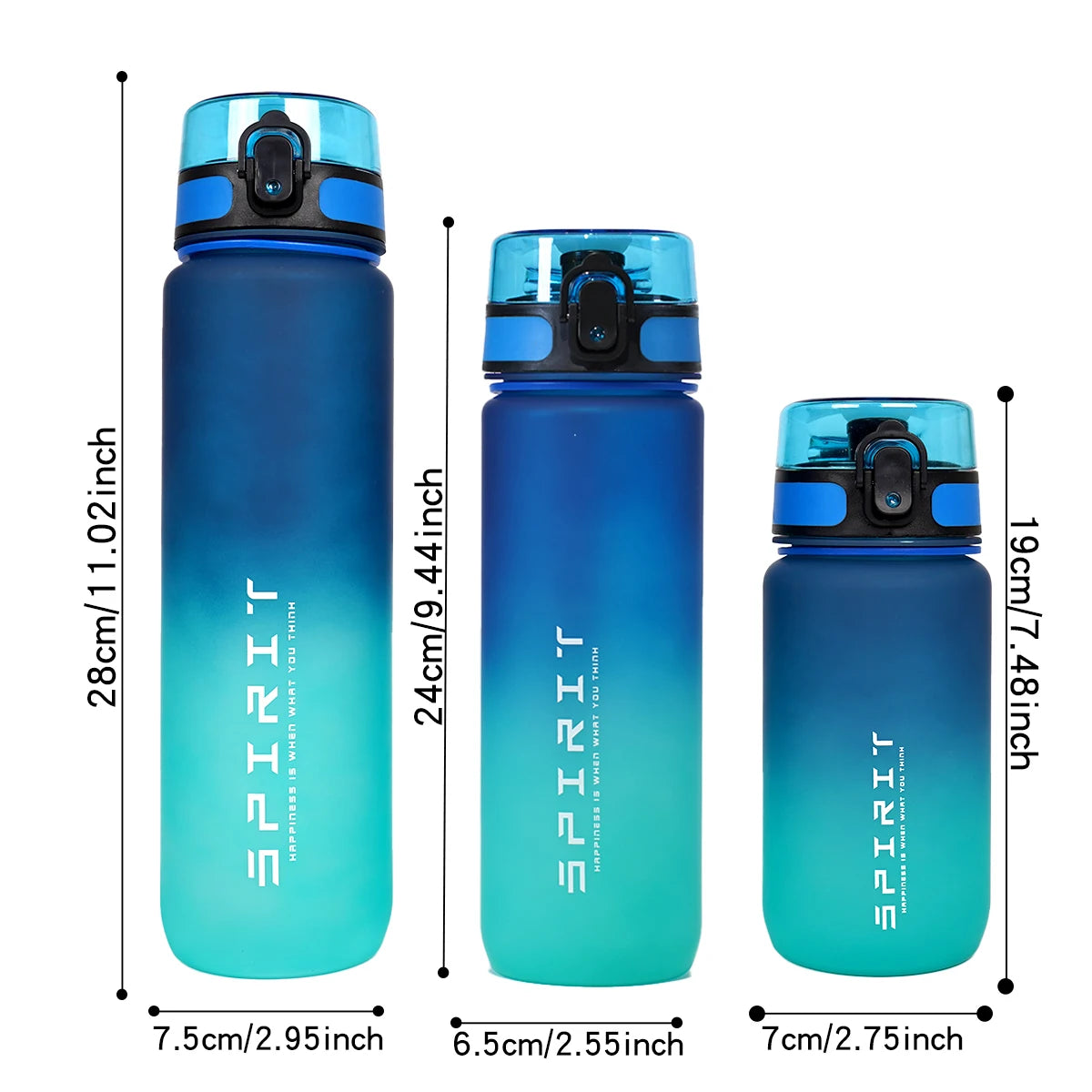 GradientSip Water Bottle – 600ml / 750ml / 1000ml, Outdoor & Gym