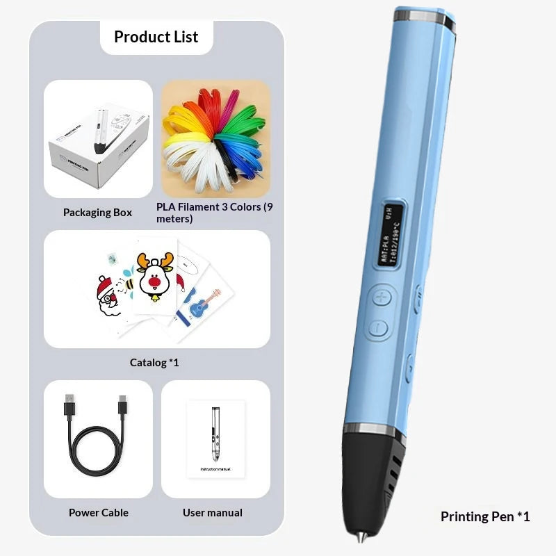 Lenovo 3D Pen – OLED Display, DIY Scribble Pen with PLA Filament