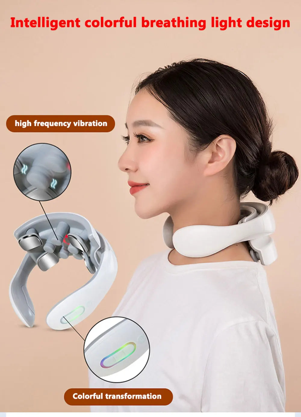 RedLight Smart Neck Massager – Portable Cervical Vibrator with Red Light Therapy