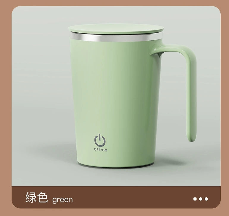 SpinSip Self-Stirring Magnetic Stainless Steel Mug – Auto Mixing Coffee Cup