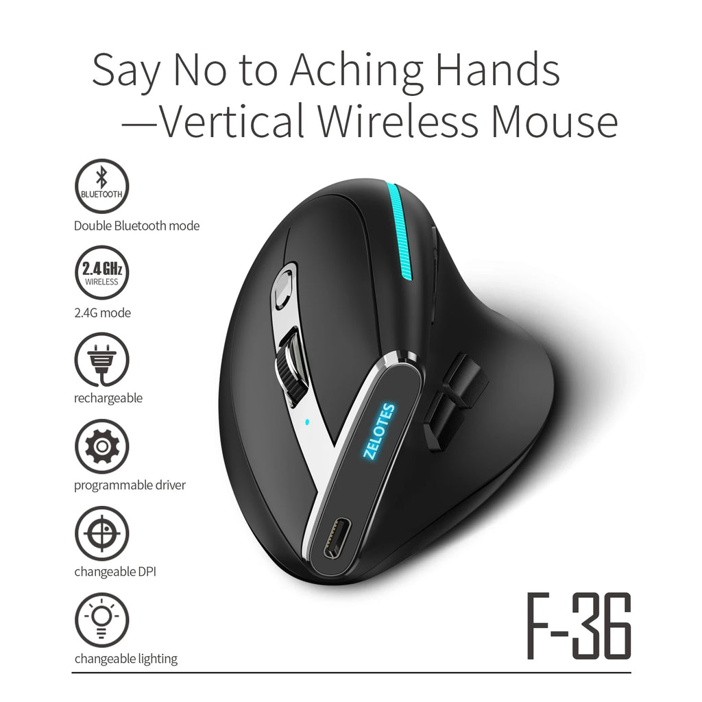 Lefon Trackball Mouse – Bluetooth Ergonomic 2.4G Wireless Rechargeable for PC & Office