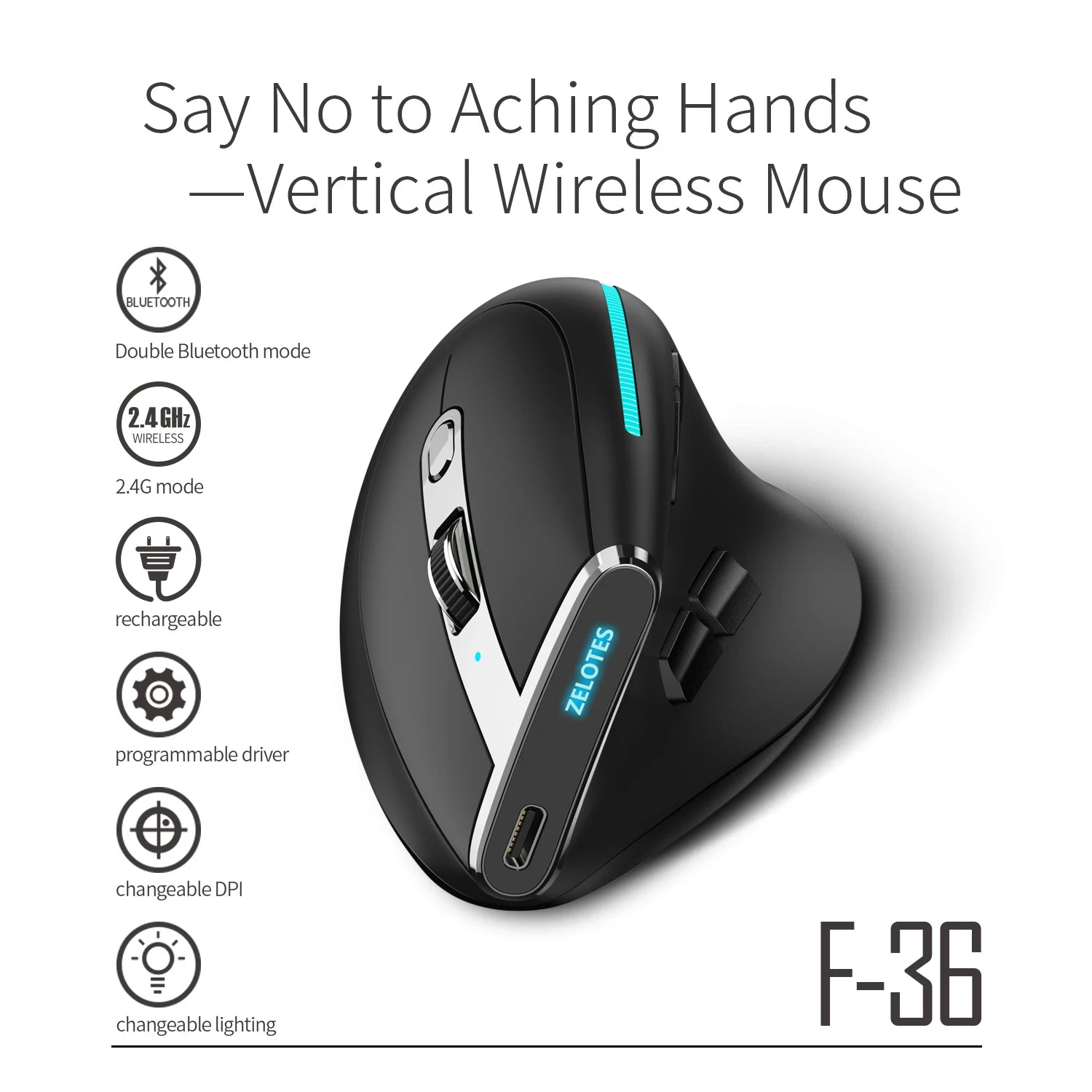 Lefon Trackball Mouse – Bluetooth Ergonomic 2.4G Wireless Rechargeable for PC & Office