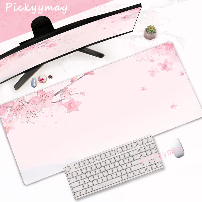 Sakura Bloom XL Desk Mat – Pink Cherry Blossom Gaming Mouse Pad (Extended Keyboard Mat)