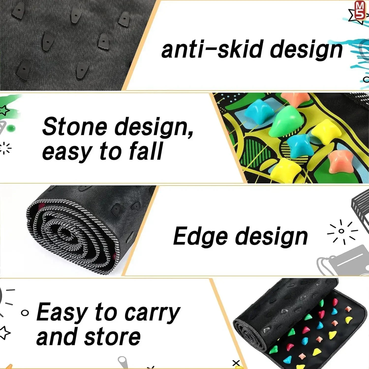 StoneStep Premium Foot Massage Pad – Finger Pressure Plate & Soft Stone Road