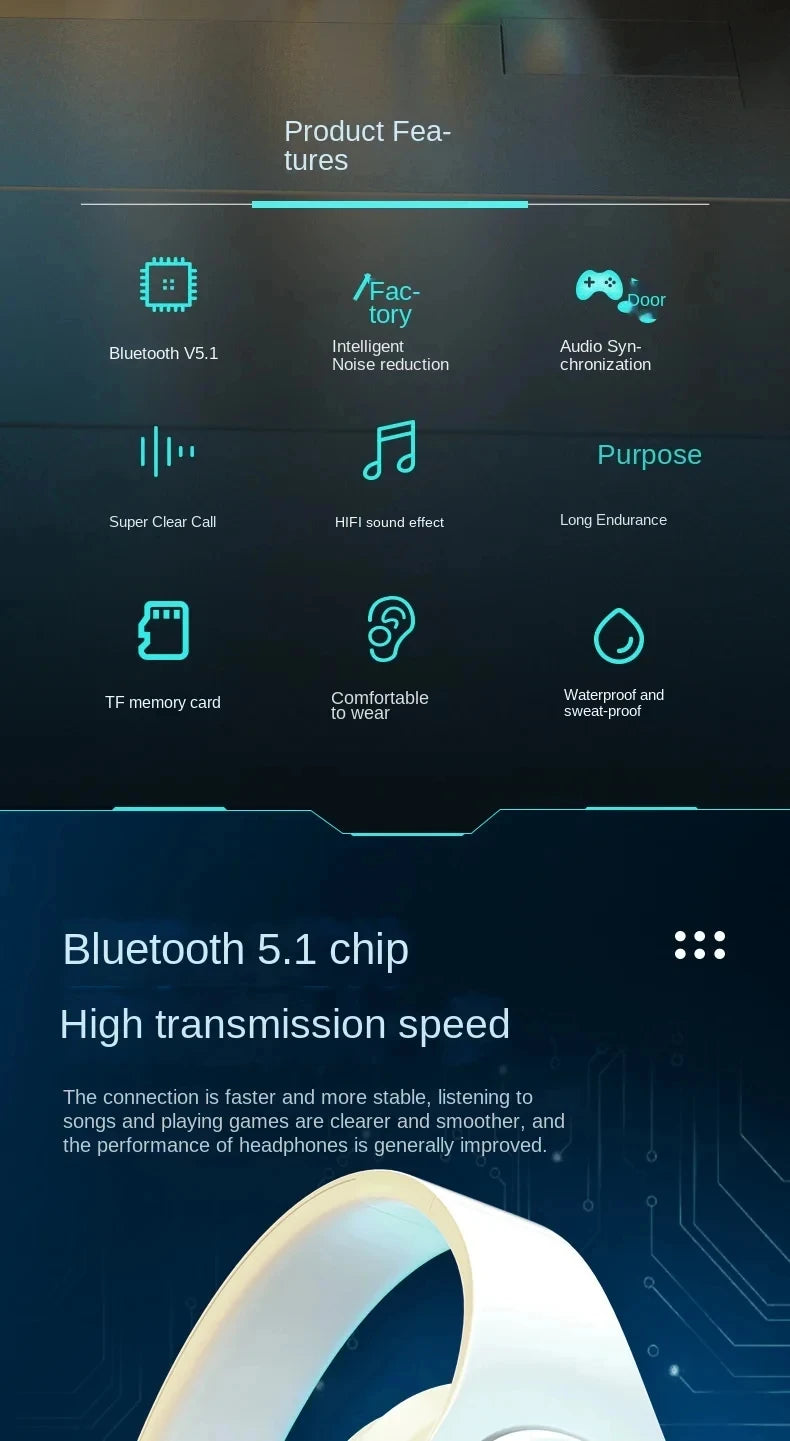 RGB Bluetooth Headphones with Active Noise Cancellation – Foldable Over-Ear, 12hr Battery
