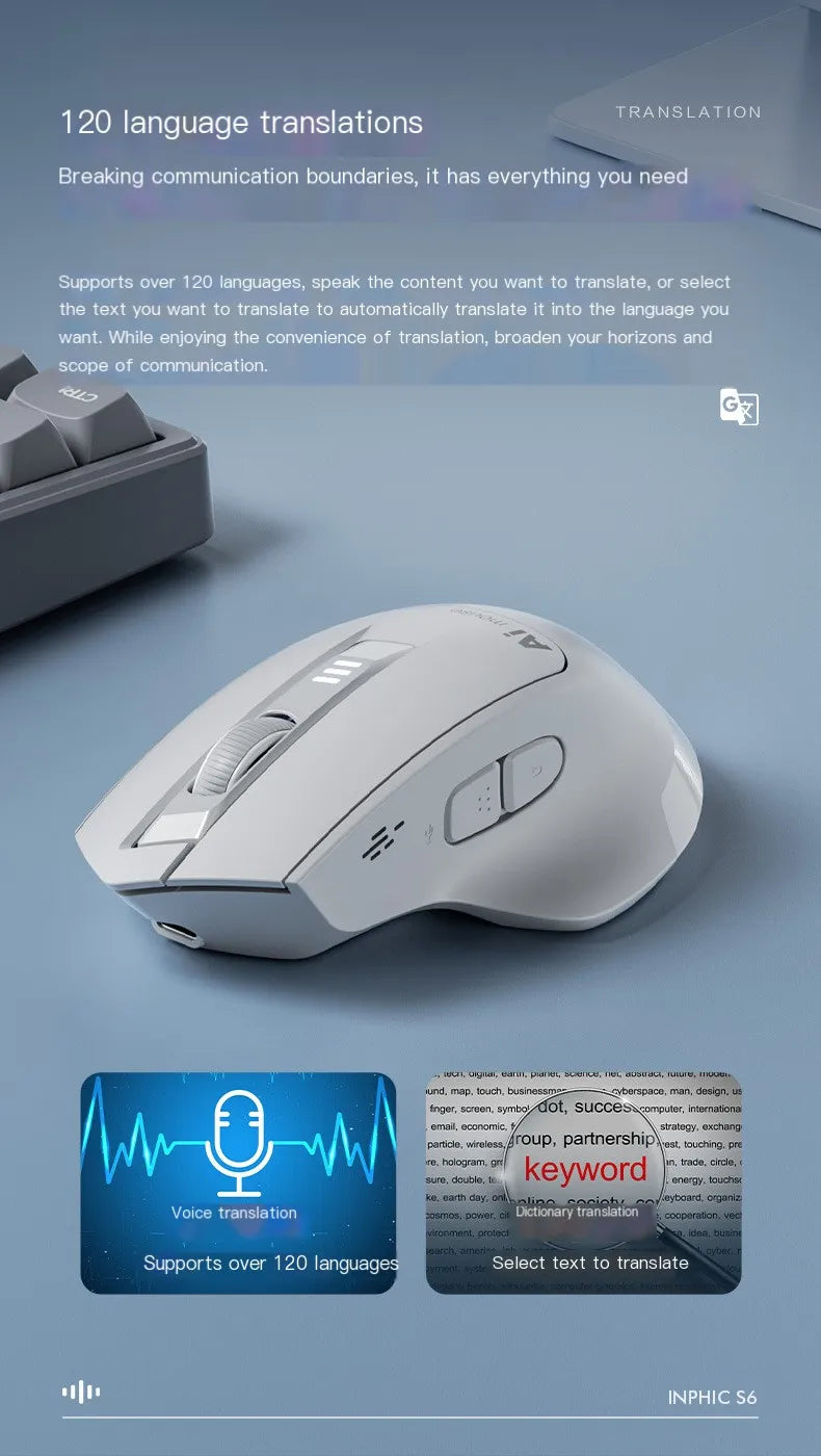VoiceClick AI Voice Mouse – Wireless Dual-Mode, Voice Typing & Silent Click