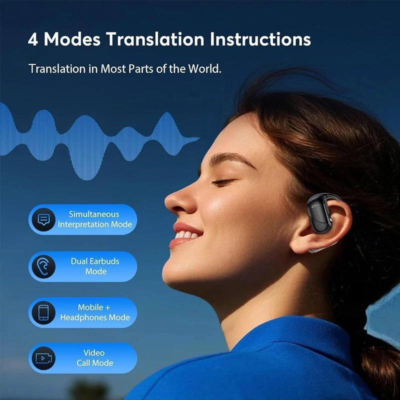 UYUXIO AI Translator Earbuds – 144 Languages Real-Time Translation, OWS Design