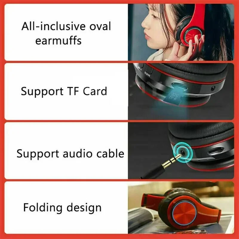 RGB Bluetooth Headphones with Active Noise Cancellation – Foldable Over-Ear, 12hr Battery