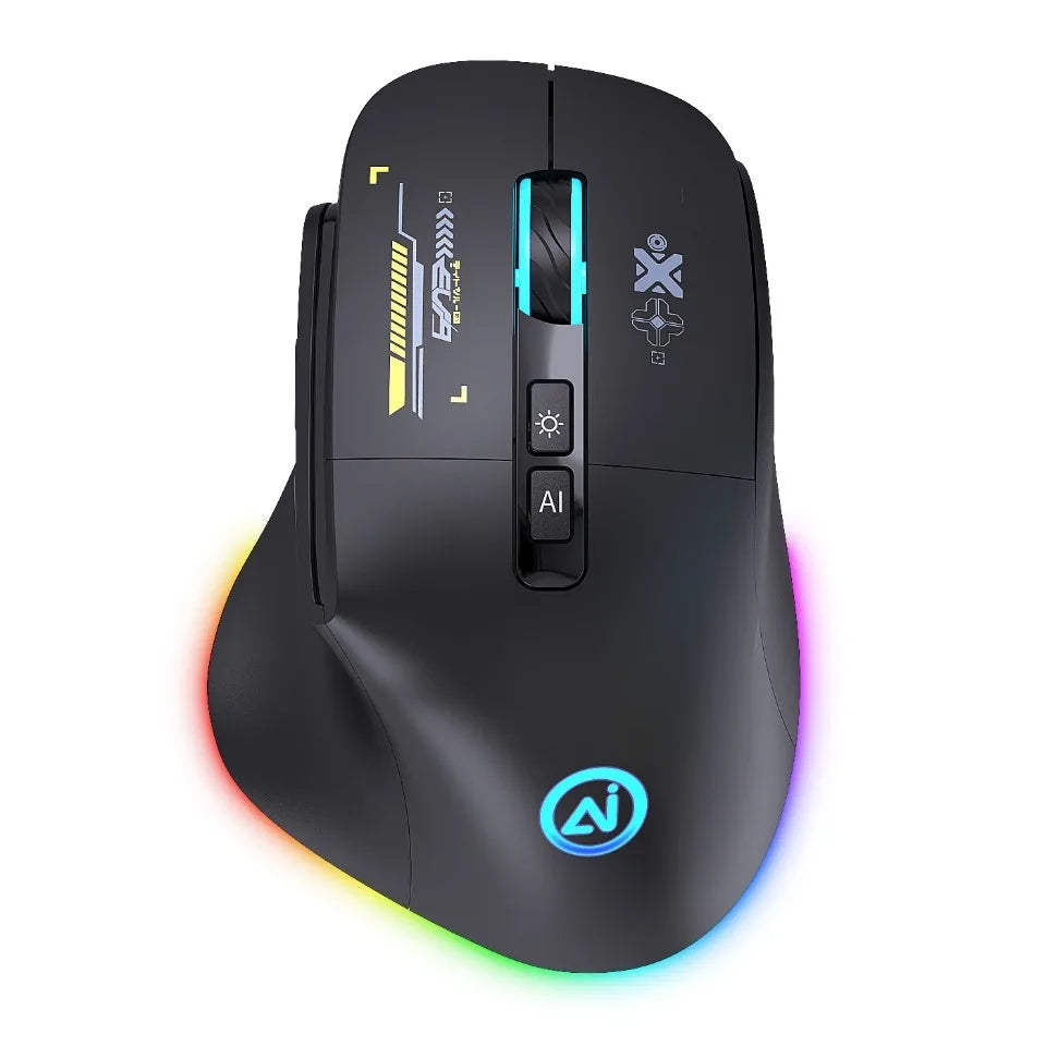 Inphic A9 Pro Three-Mode Gaming Mouse – RGB Light Pillar, 12800 DPI & Macro Driver