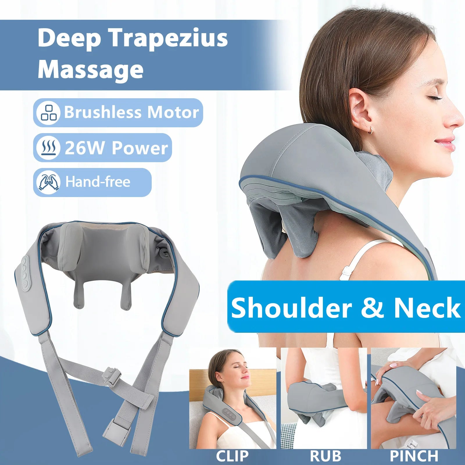Foreverlily 26W Brushless Neck & Shoulder Kneading Massage Shawl – Wireless
