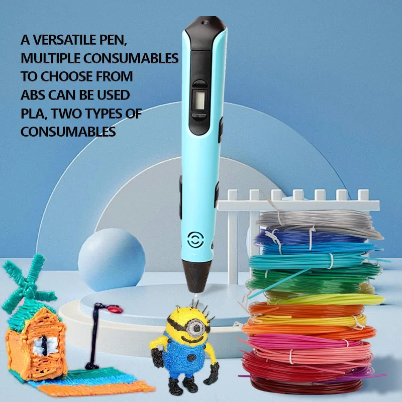 GlowPen Kids 3D Pen – PLA Filament, Power Adapter & Travel Case, Birthday Gift