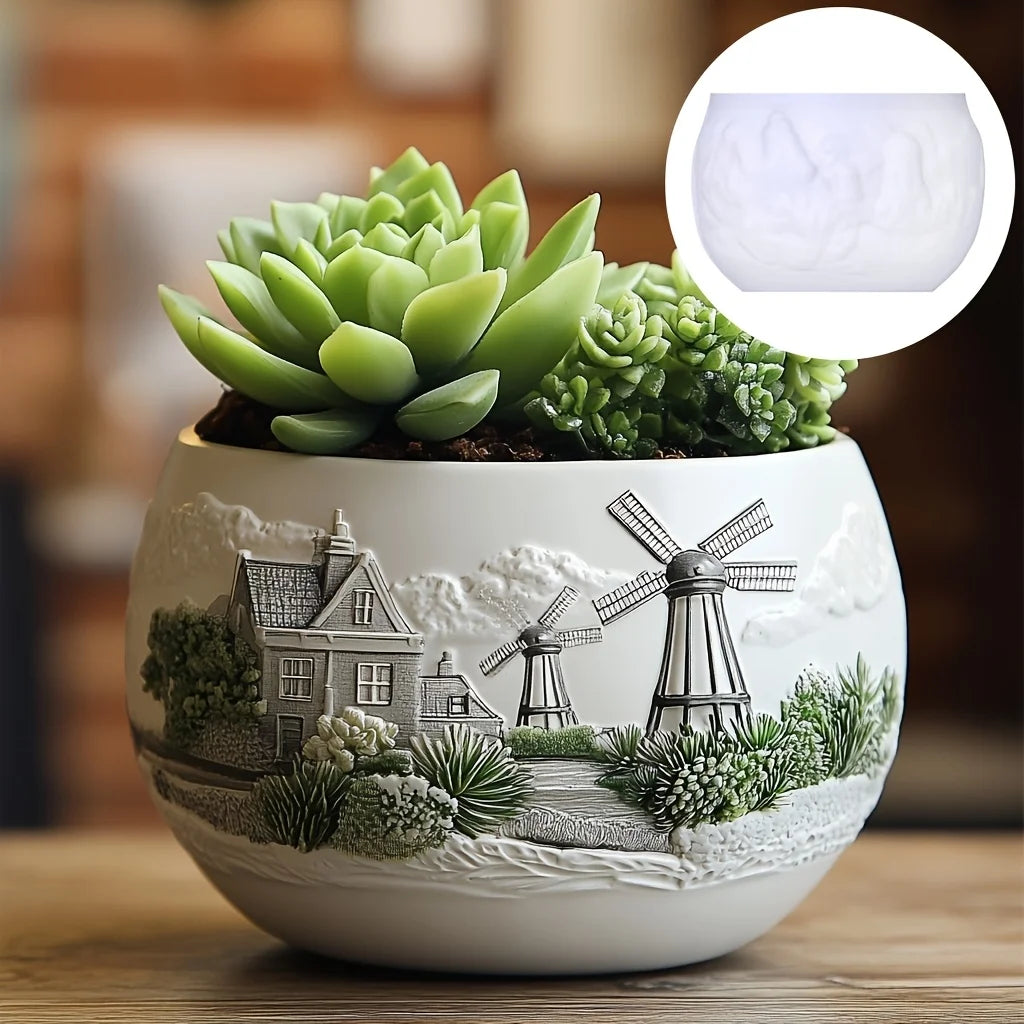 Mountain relief succulent plant flowerpot resin silicone mold mountain stream flowing water storage box candle cup gypsum molds