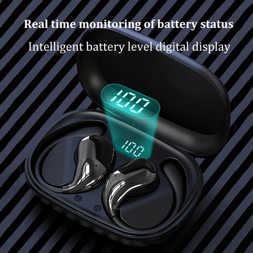 Bluetooth 5.4 Ear Hook Earbuds – LED Display, Waterproof, Touch Control, HiFi Sound
