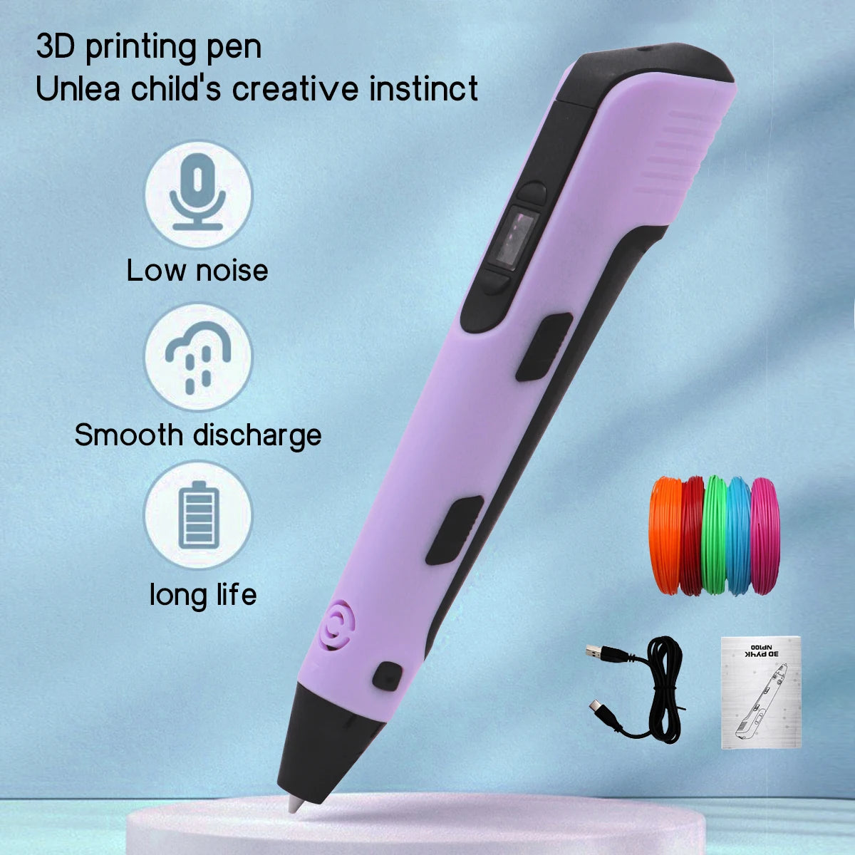 SpacePen Upgraded 3D Printing Pen – 9M PLA Filament, Kids Birthday & New Year Gift