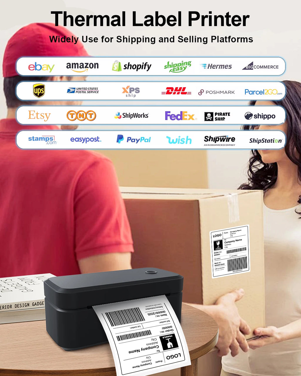 Marklife X4 Portable Bluetooth Thermal Label Printer – Auto-Detect 4x6 Shipping Printer for Small Business