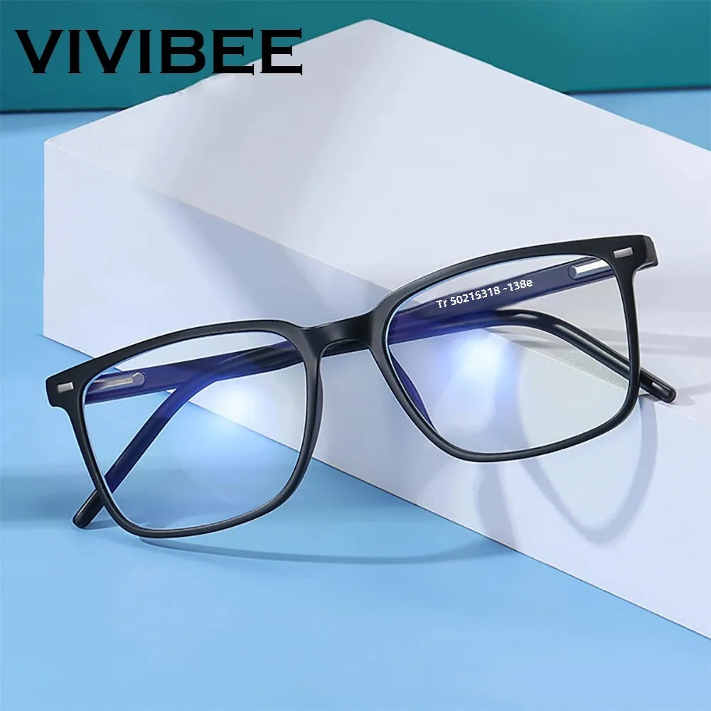 VIVIBEE Square Blue Light Blocking Glasses – TR90 Lightweight Computer Eyewear for Men & Women