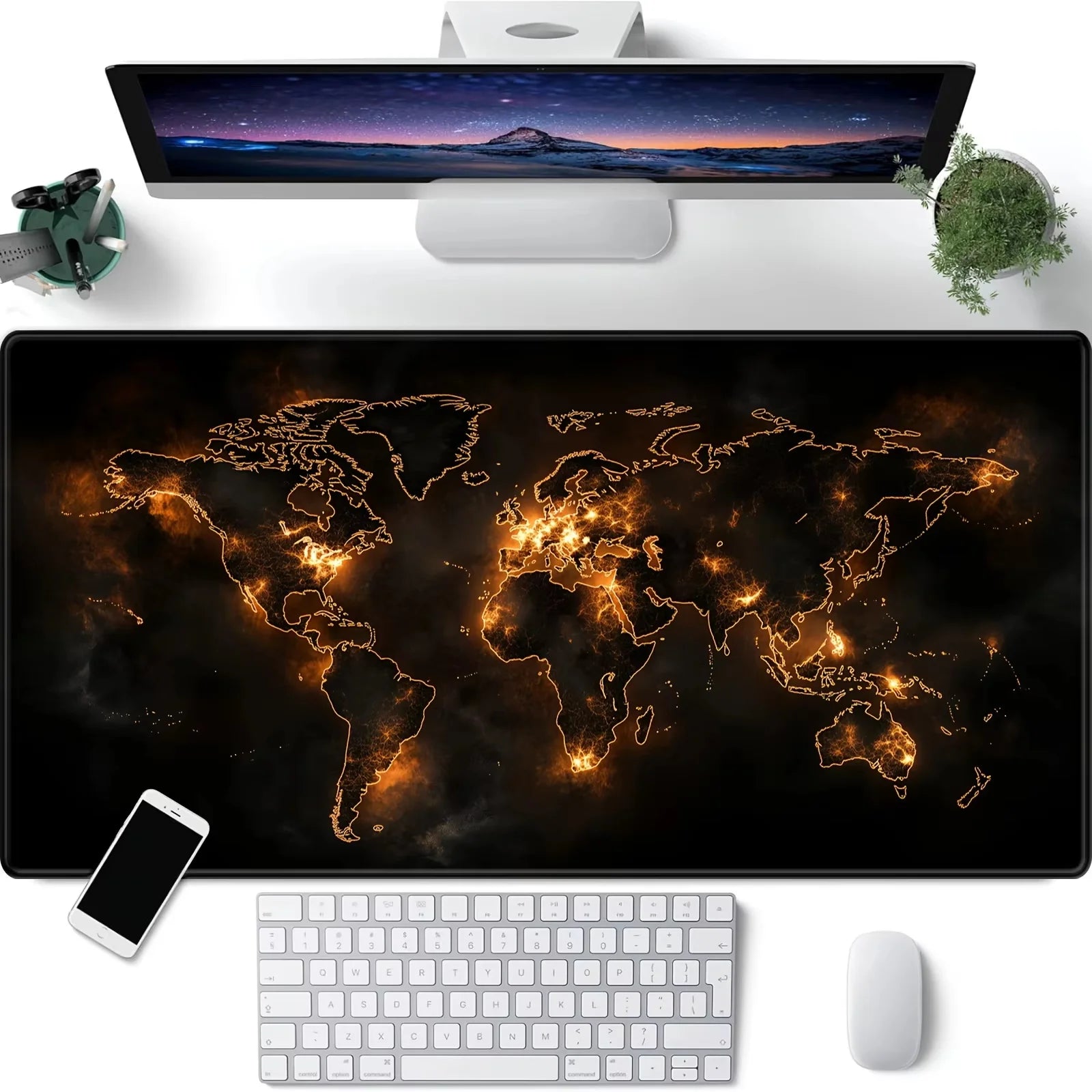 World Explorer XL Gaming Desk Mat – 900x400 Anti-Slip Mouse Pad for PC & Laptop