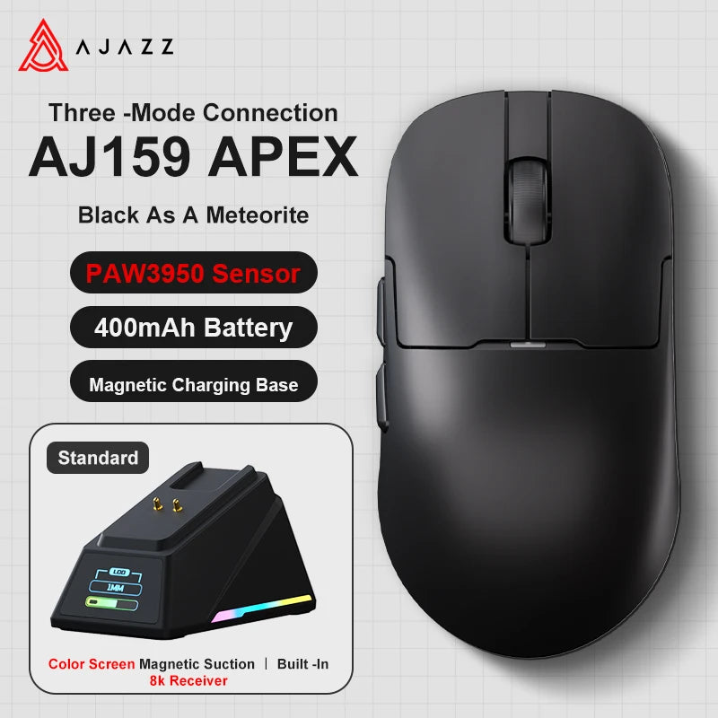 AJAZZ AJ159 APEX Wireless Gaming Mouse – PAW3950, RGB & Magnetic Charging