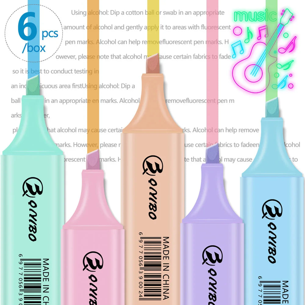 Macaron Pastel Highlighter Set – Soft Color Chisel Tip Markers