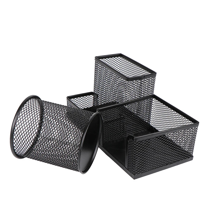 Desk Stationery Organizer Creative Metal Pen Holder Pencil File Storage Rack 3 Grid Storage Box Office Desktop Accessories
