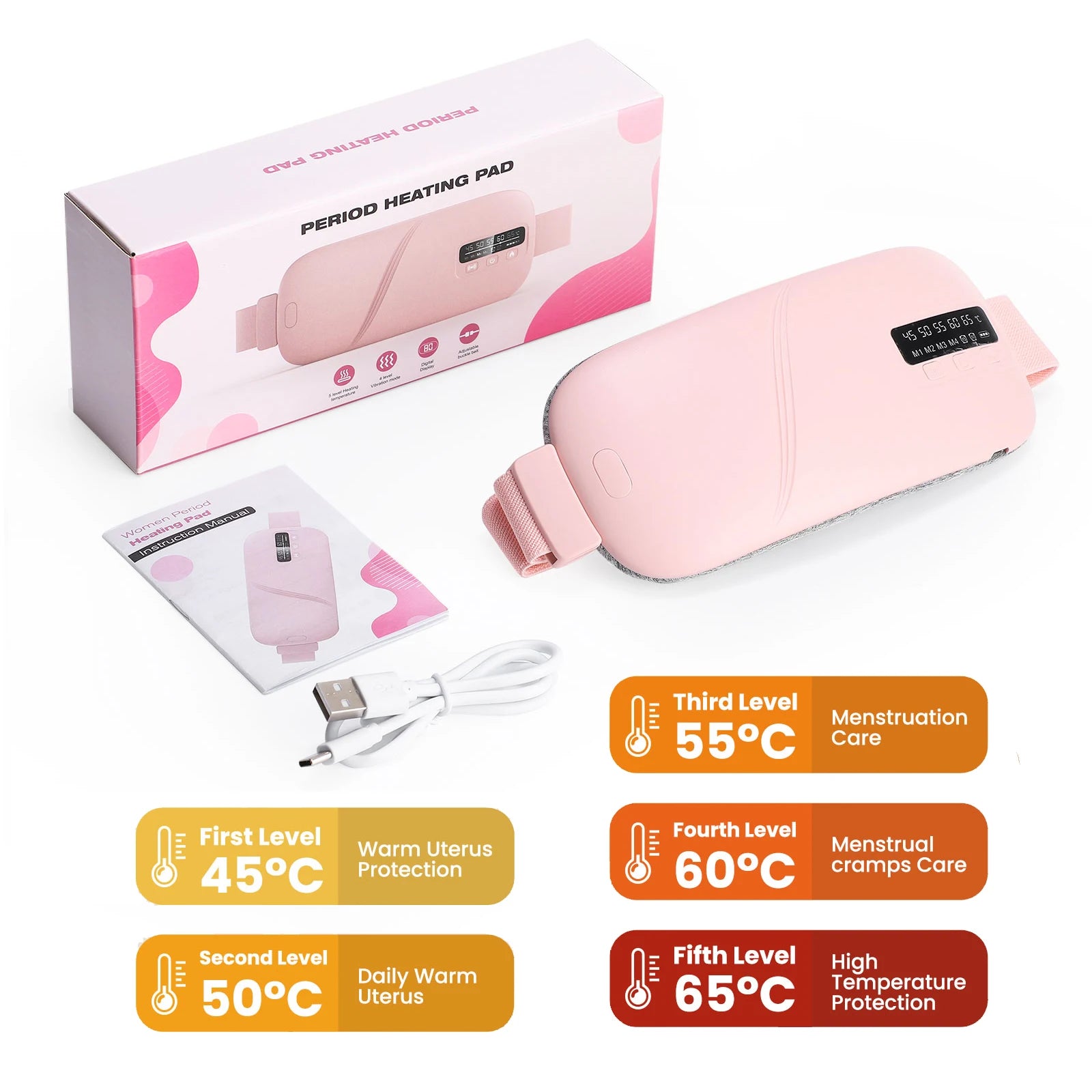 HeatWrap Electric Heating Pad – Menstrual Cramp Massager Belt with Vibration