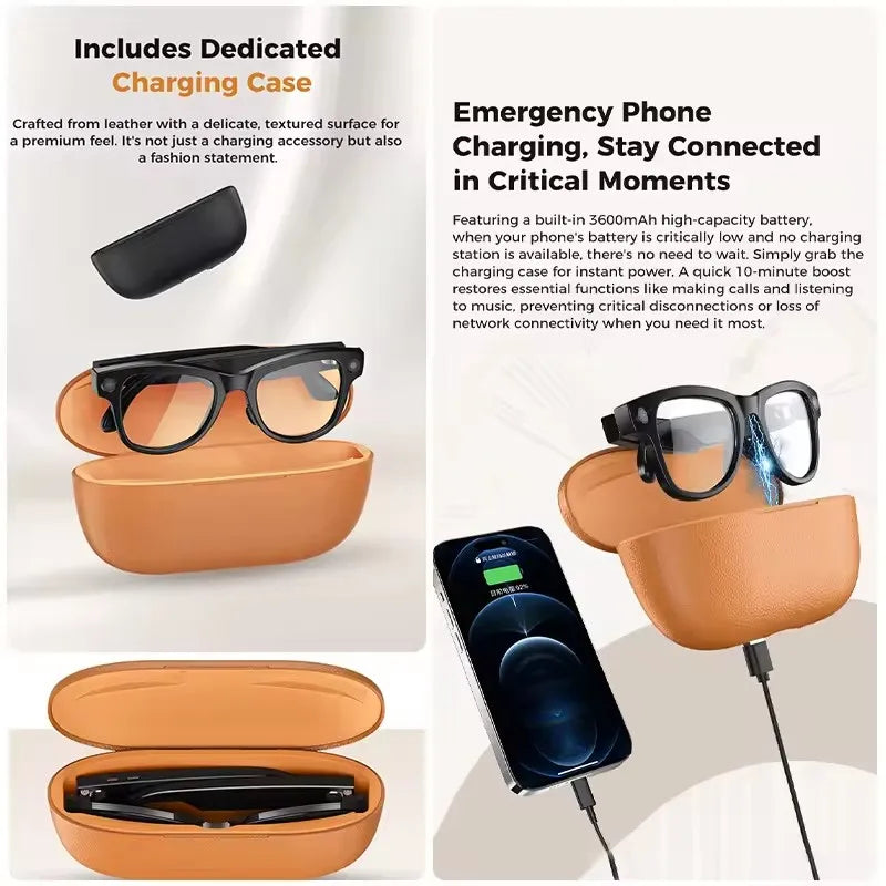 NightVision AI Smart Glasses – 8MP HD Camera, 3600mAh Battery & AI Translation