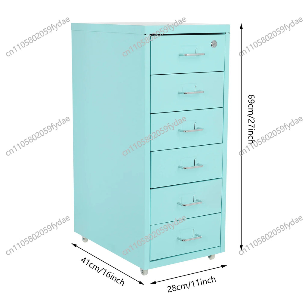 6-Tiers: Vertical File Cabinet,Cold-Rolled Steel Metal File Cabinet  Filing Cabinet Blue in the Office, Study
