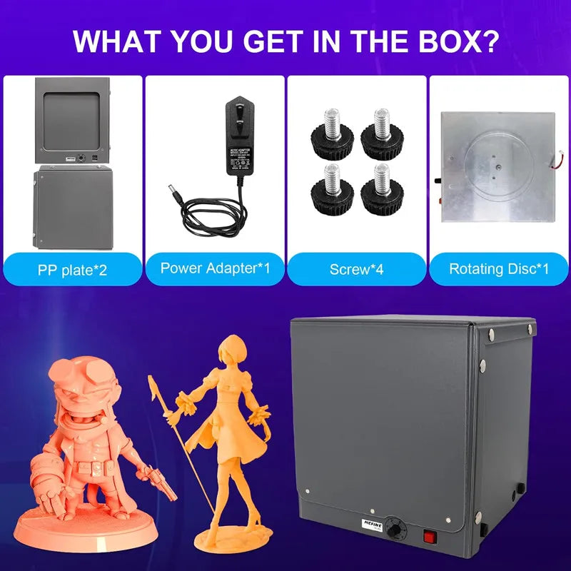 UV Resin Curing Light Box – 360° Electric Turntable, Timer & Intelligent Protection