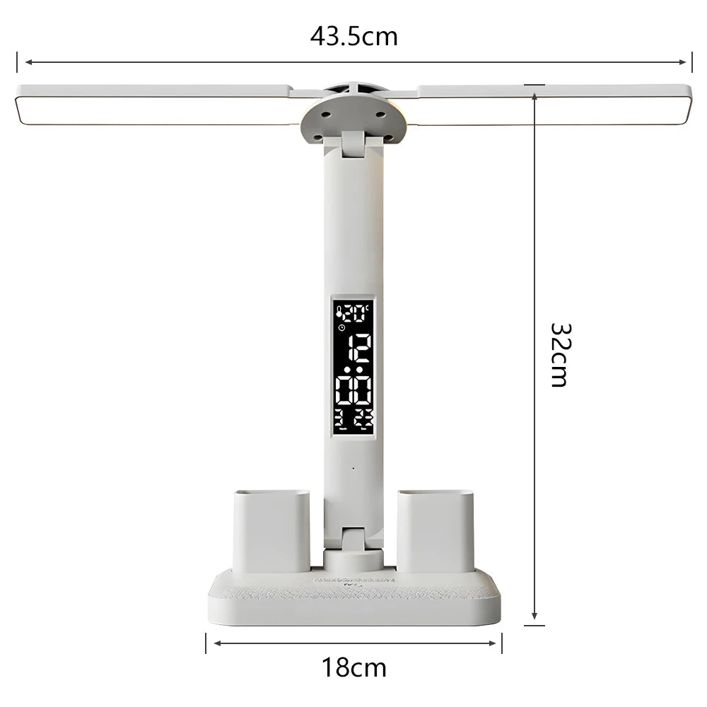Double Headed Eye Protection Table Lamp LED Rechargeable Dimmable Desk Light Smart Display For Study Reading Bedside Night Light