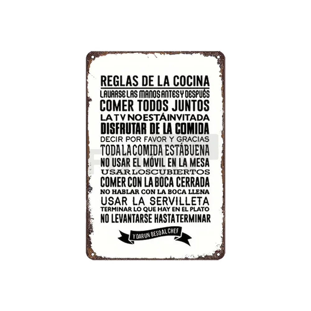 Spanish Inspirational Quote Poster,Spain Wall Art Metal Sign,Black and White Minimalist Painting,Gift for Home Room Office Decor