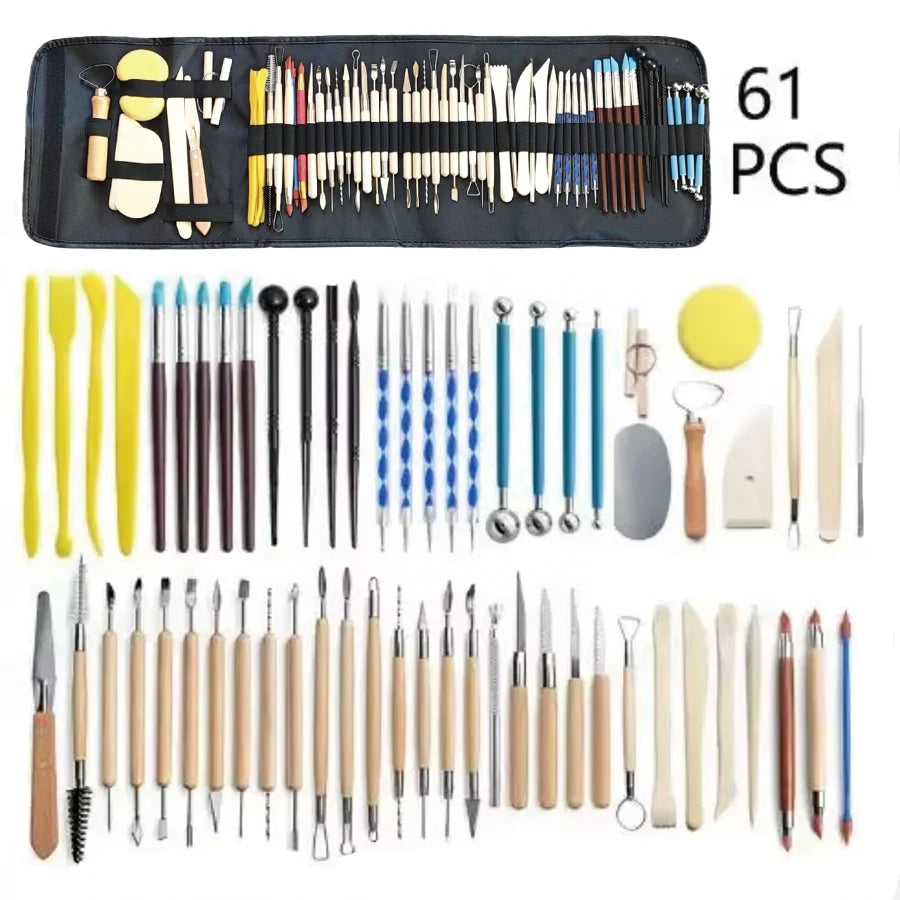 ClayKit Pottery & Clay Sculpting Tools Set – 5 to 61 Pieces with Carry Case