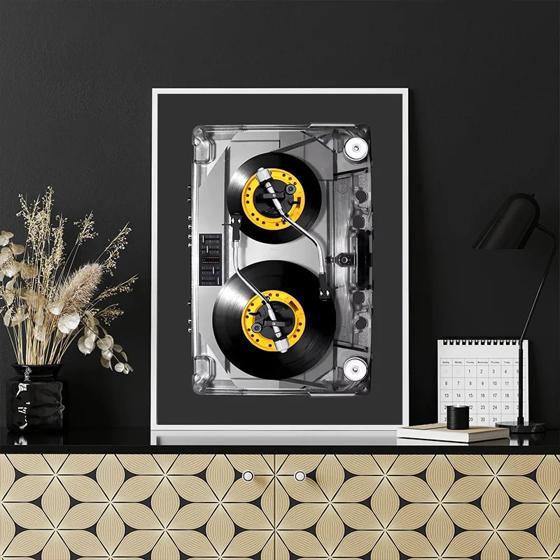 Colourful Creative Transparent Tape Cassette DJ Music Poster and Canvas Printing Wall Art Picture for Kid Living Room Home Decor