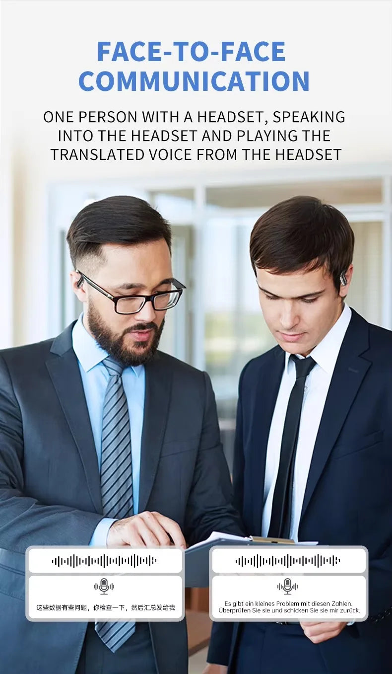 UYUXIO AI Translator Earbuds – 144 Languages Real-Time Translation, OWS Design