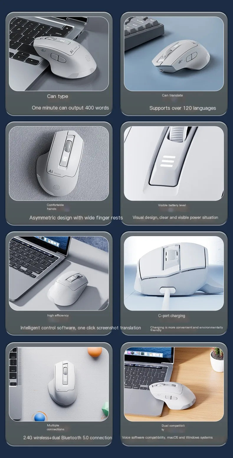 VoiceClick AI Voice Mouse – Wireless Dual-Mode, Voice Typing & Silent Click