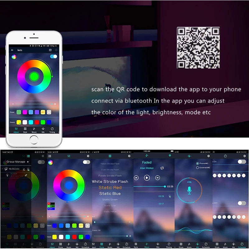 SmartStrip RGB LED Strip Lights – 5M to 20M, WiFi & Bluetooth, Waterproof
