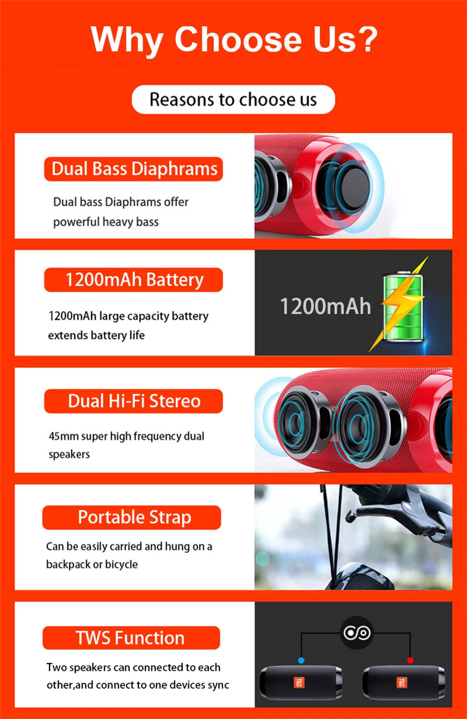 BoomBox Portable Wireless Bluetooth Speaker – FM Radio, Subwoofer & Hands-Free