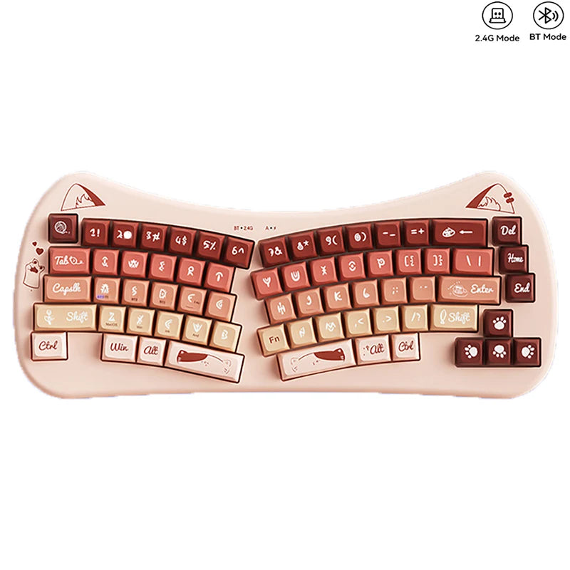 PurrBoard 68 – Ergonomic Split Wireless Keyboard | Bluetooth + 2.4G + Cat Keycaps