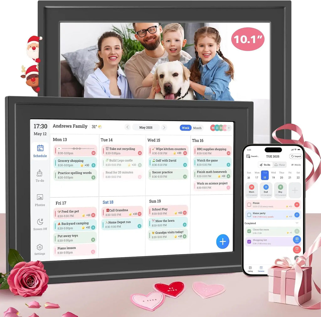 FotoFrame 10.1" Smart Digital Calendar & Photo Frame – Touchscreen Family Organiser with Voice & Auto-Rotate