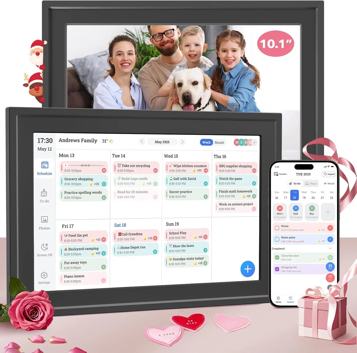 FotoFrame 10.1" Smart Digital Calendar & Photo Frame – Touchscreen Family Organiser with Voice & Auto-Rotate