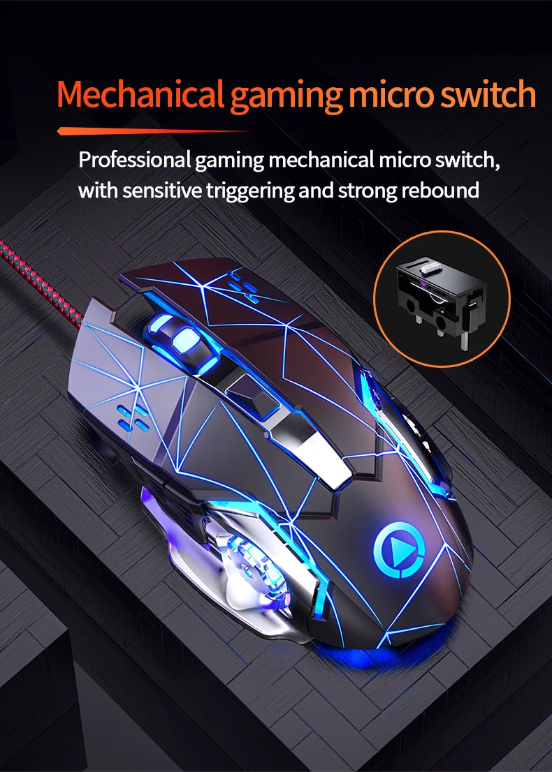 USB Wired Gaming Mouse 6 Button Backlit Ergonomic Mice DPI  Adjustable Optical Mice for PC Gamer Computer Desktop