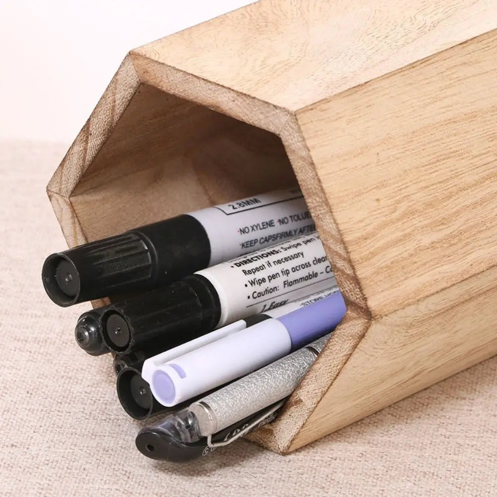 Desktop Storage Wooden Pen Holders INS Style Large Capacity Pen Holder Box Multifunctional Wooden Pencil Organizer