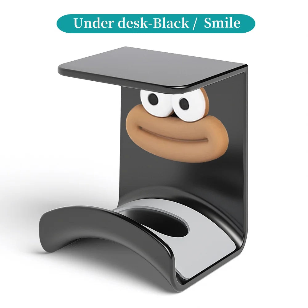Universal No-Drill Headphone Stand – Under-Desk & Wall-Mount Headset Hanger, Adhesive Plastic Holder for Gaming Headphones, Earbuds & Audio Gear