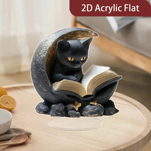 Black Cat Acrylic Desk Ornament – Charming 2D Flat Birthday & Graduation Gift