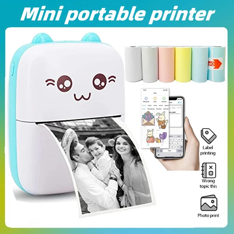 CatPrint Mini Thermal Pocket Printer – 58mm Wireless Bluetooth Photo & Label Printer for Android & iOS