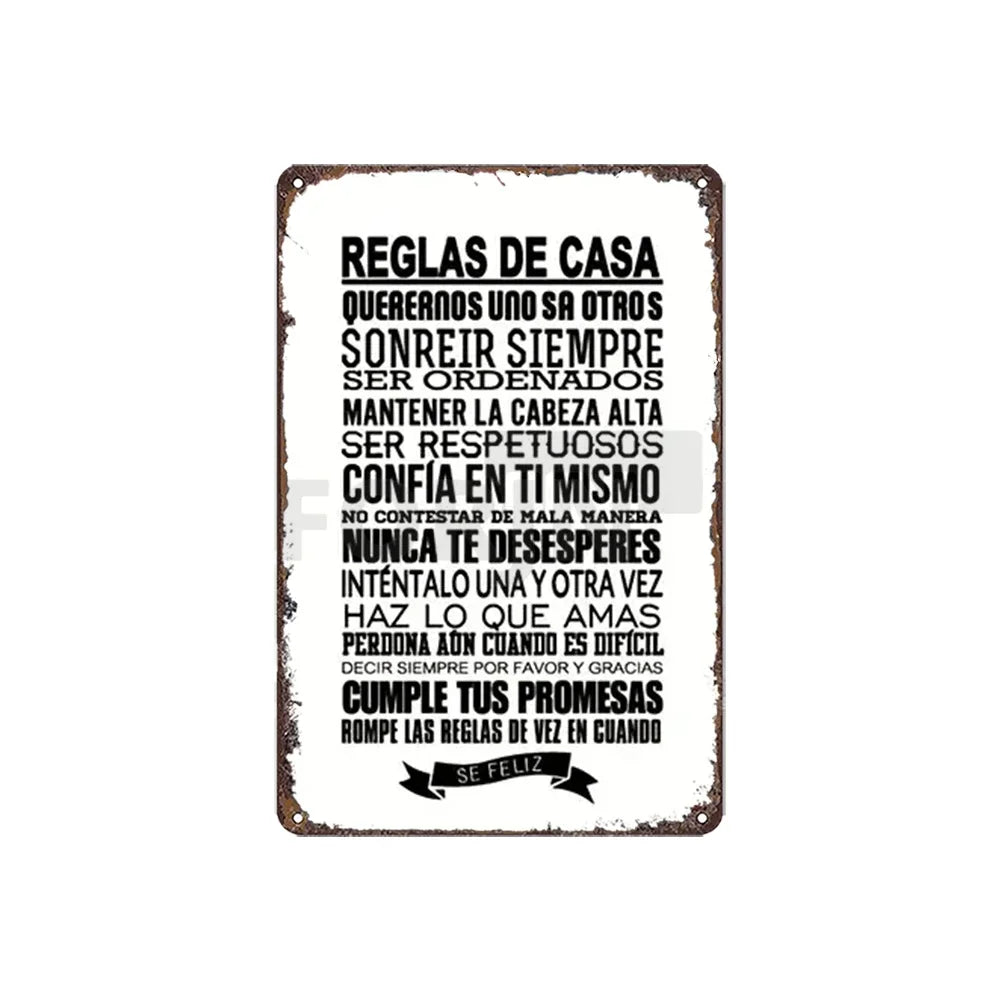 Spanish Inspirational Quote Poster,Spain Wall Art Metal Sign,Black and White Minimalist Painting,Gift for Home Room Office Decor