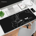 Midnight Cat XXL Gaming Desk Mat – Cute Black Cat Grey Mouse Pad for Office & Setup