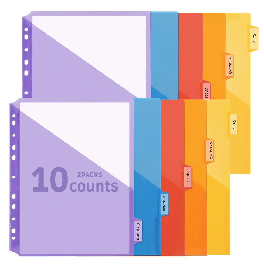 PocketDivide 10-Pack A4 Binder Dividers with Pockets & Tabs – 5 Colour Set
