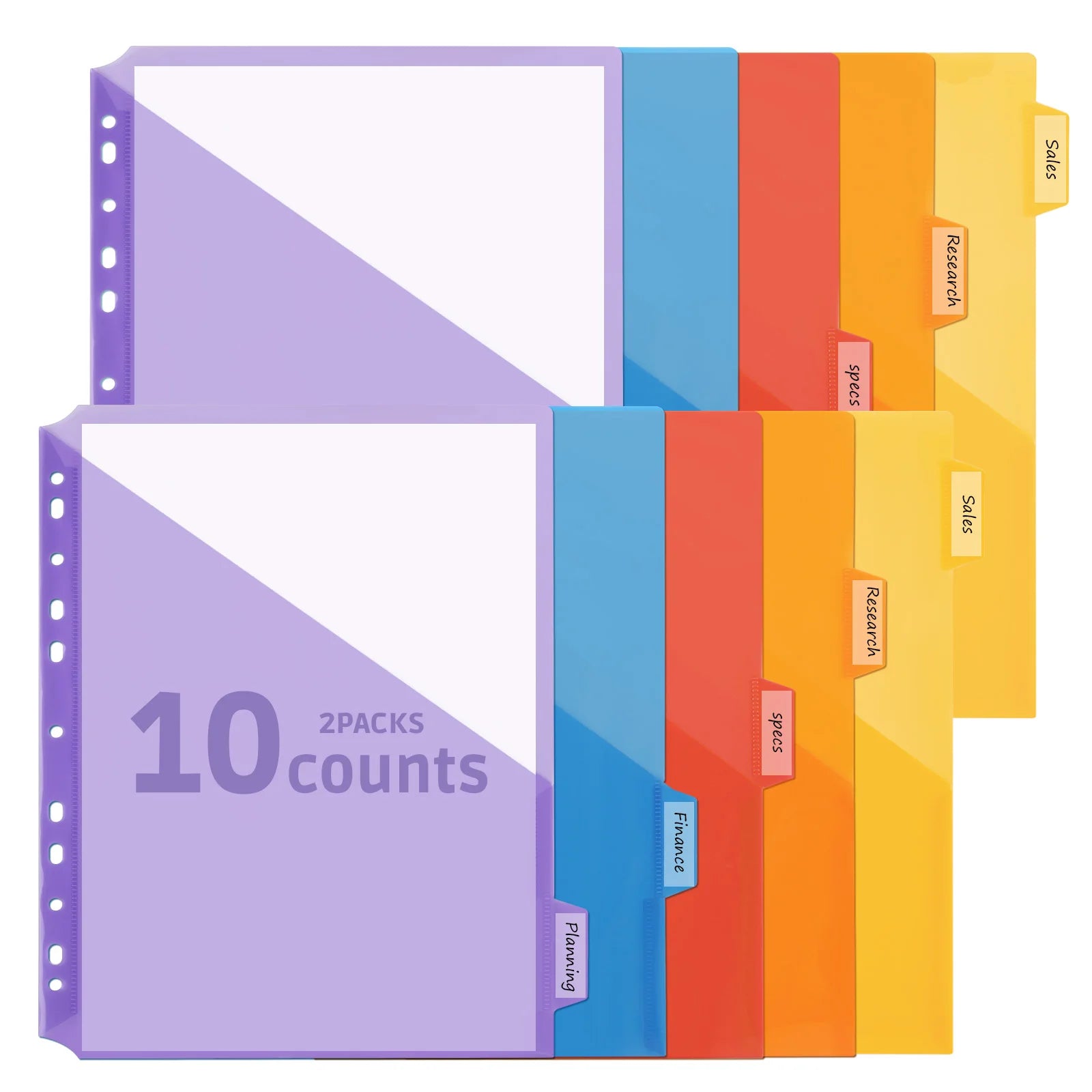 PocketDivide 10-Pack A4 Binder Dividers with Pockets & Tabs – 5 Colour Set