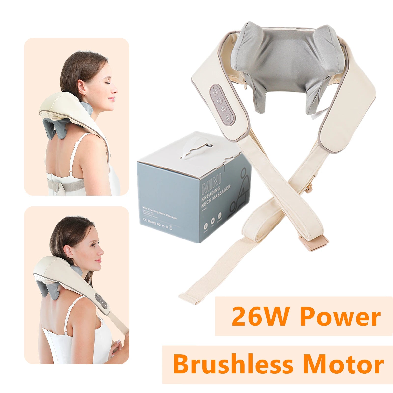 Foreverlily 26W Brushless Neck & Shoulder Kneading Massage Shawl – Wireless